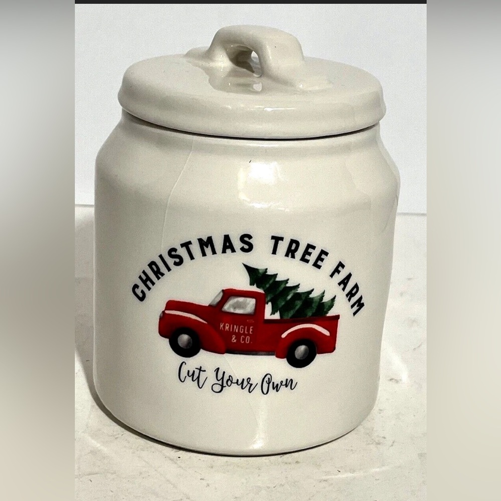 Holiday Time Christmas Tree Farm canister 31 oz - Red and Green